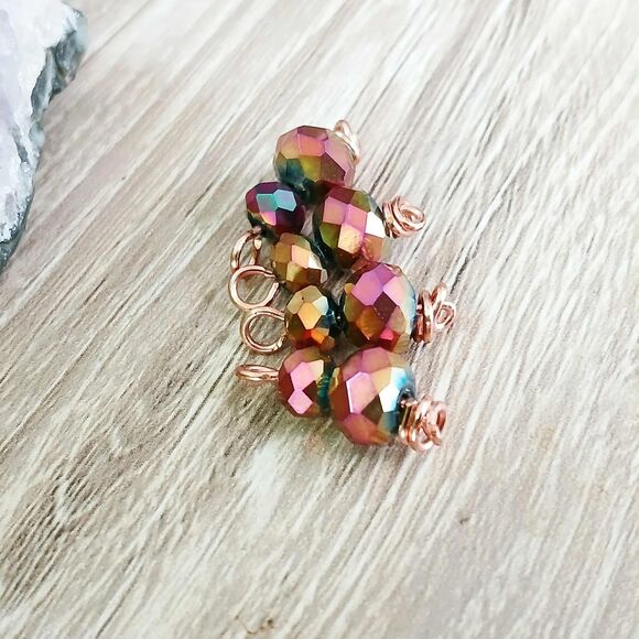 4 Piece Faceted Glass Beaded Charms for Jewelry Making 3/4" - Picture 2 of 3